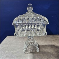 Jeanette Pressed Glass Pedestal Wedding Candy Dish