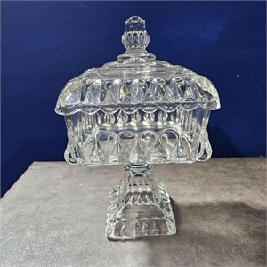 Jeanette Pressed Glass Pedestal Wedding Candy Dish