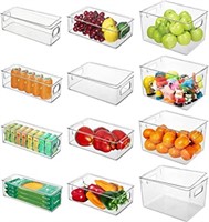 Refrigerator Organizer Bins with Lids, 12 Pack