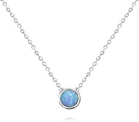 18k Gold Plated Round 1.50ct Blue Opal Necklace