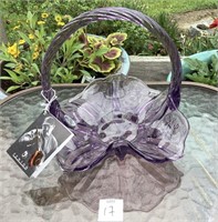 Fenton purple art glass basket w/original