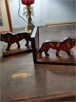 Wood Lion Bookends