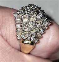 antique14K diamond cluster cocktail ring 5 carats
