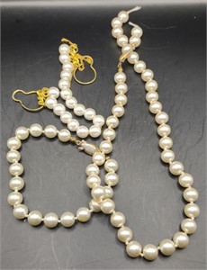 Faux Pearl Necklace (7") & Bracelets