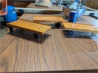 3 VTG Wooden Toy Farm Wagons