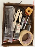 Paintbrushes, allen wrenches, misc