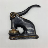 1920s Cast Iron Notary Seal Stamp / Embosser