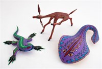 Mexican Painted & Carved Wood Animal Alebrijes, 3