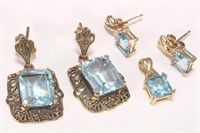 Two Pairs of Gold and Topaz Earrings,