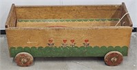 (E) Antique Wooden Toy Cart (32"×12.5"×13")