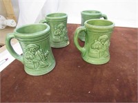 4 Early McCoy Pottery Tavern Mugs