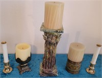 V - LOT OF CANDLE HOLDERS & CANDLES (K70)