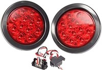 LED Trailer Lights 2pcs, 4" Round Red Trailer