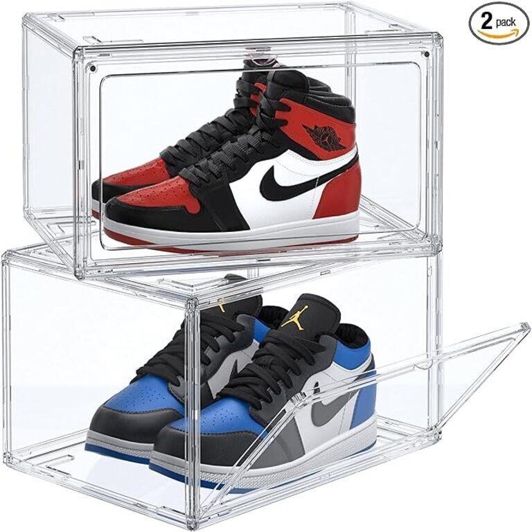 2-Pack Acrylic Clear Stackable Shoe Boxes for