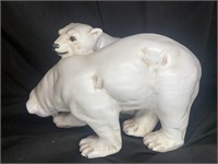 Large Glazed Terracotta Statue of 2 Polar Bears