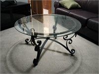 Glass & Wrought Iron Coffee Table