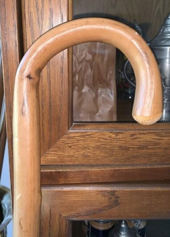 Vintage Wood Branch Curved Handle Walking Cane