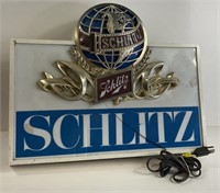 Schlitz Beer Sign Cracked but Lights up