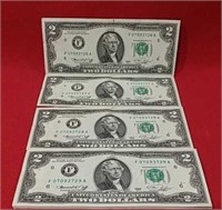 Twenty Five Consecutive 1976 Two Dollar Bills