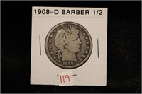 1908-D BARBER HALF DOLLAR