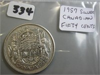 1957 Silver Canadian Fifty Cents Coin