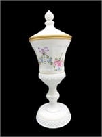 West Morland Milk Glass Covered Candy Dish 12"T