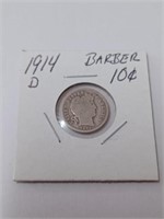 Silver 1914 Barber Dime