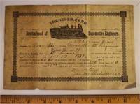 1903 BROTHERHOOD OF LOCOMOTIVE ENGINEERS TRANSFER