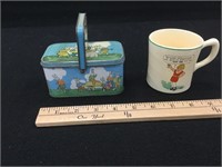 Tindeco Tin Candy Pail, Ovaltine Cup