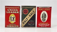 3) ANTIQUE TOBACCO TINS - UNION LEADER, HALF