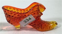 Vintage Fenton hobnail glass shoe