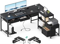 AODK L Shaped Computer Desk  61  Black 61 Inch
