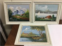 (3) Framed Paintings on Canvas