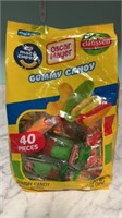 In date big bag of gummy pickles, hot dogs,