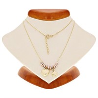 14 kt Tri Color Gold Heart & Star Charm Necklace