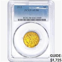 1915 $5 Gold Half Eagle PCGS AU58