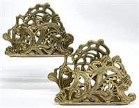 2 Vintage Ornate Brass Letter Holders