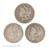 1880 P, O & S Silver Morgan Dollars (3)