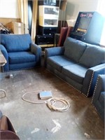 Blue three piece loveseat two chairs