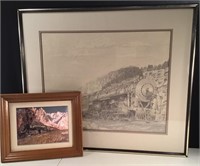 (2) Framed Train / Railroad Prints