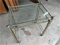 Metal Bamboo Style Glass Top Nesting Tables (2)
