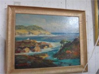 Framed West  Coast Painting On Board Signed