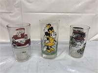 Group of three character glasses Mickey Mouse,
