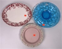 Plate lot - Blue bubble, 10.5" dia. / Oval platter