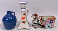 Candlestick - Czech / flower holder / 4" blue jug