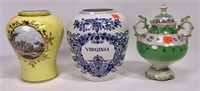 Delft jar, "Virginia", 7" tall, 6.5" dia. / Yellow