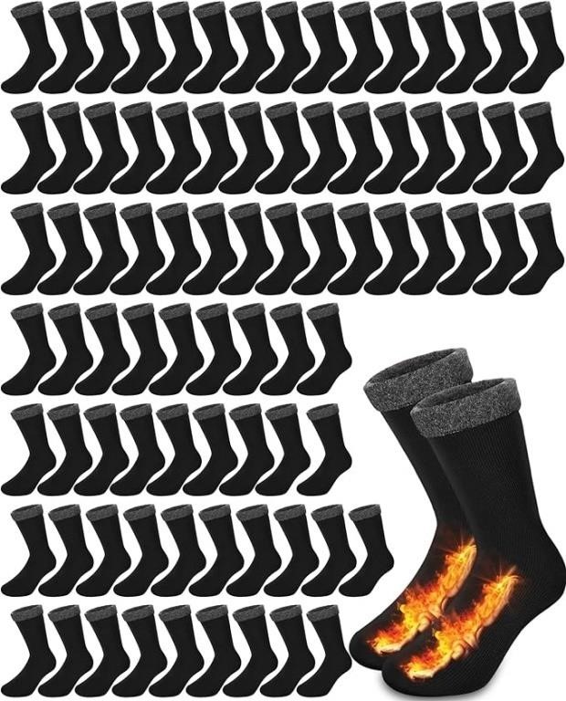 72 Pairs Thermal Socks, Black,Large