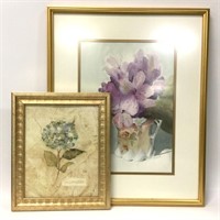(2) Floral Prints in Gold Frames