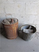 galvanized bucket & gas can