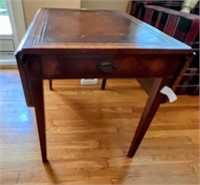 Matching leather insert top drop leaf end tables
